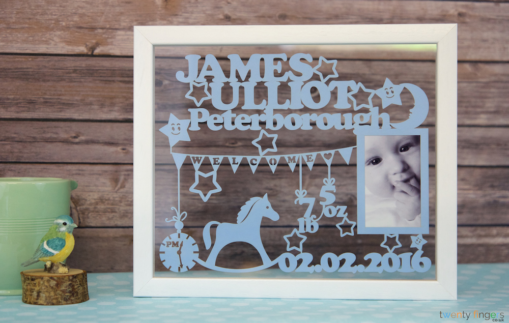 Personalised New Baby Gift Papercut
