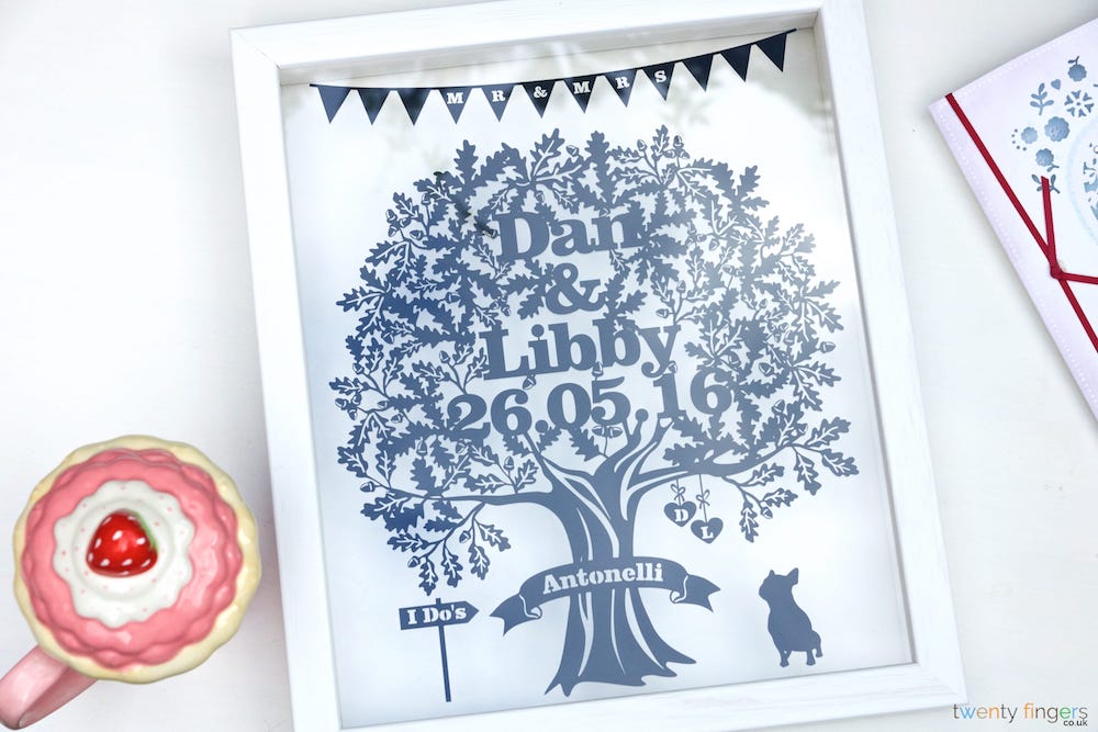 Love Tree Papercut. Wedding & Anniversary Gift. 