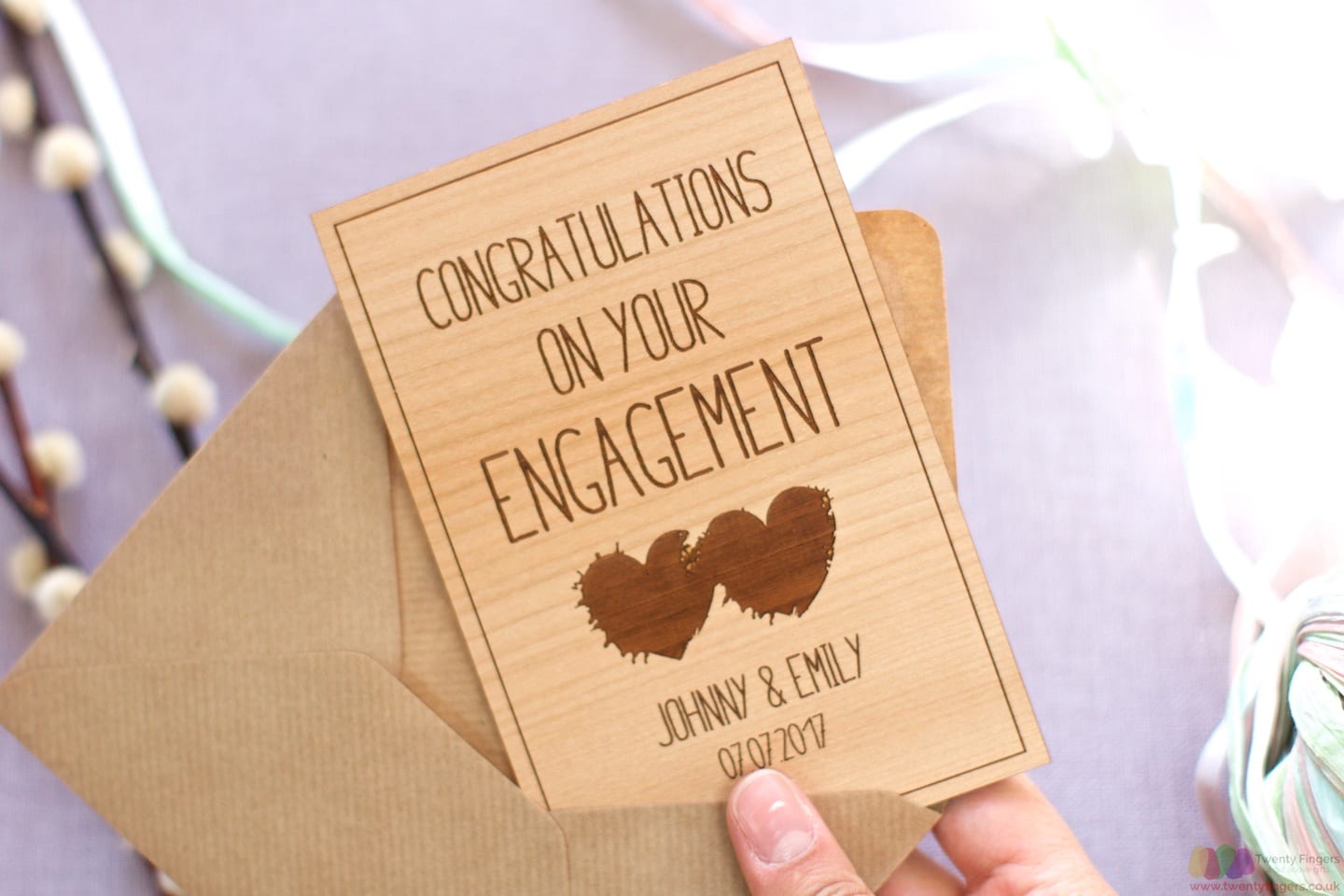 Personalised engagement wooden card