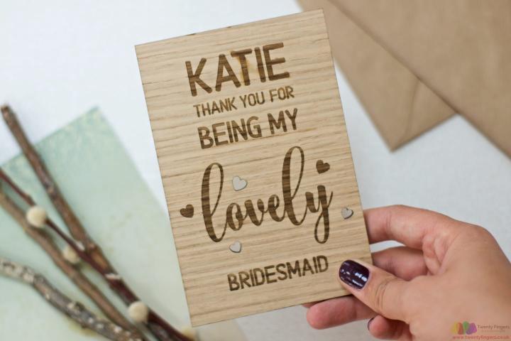 Personalised Thank you bridesmaid card