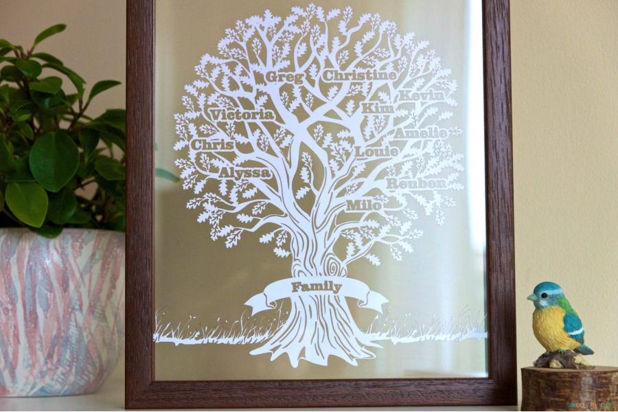 tree cut family artwork paper personalised