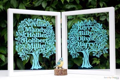 Double Family Tree Papercut (framed)