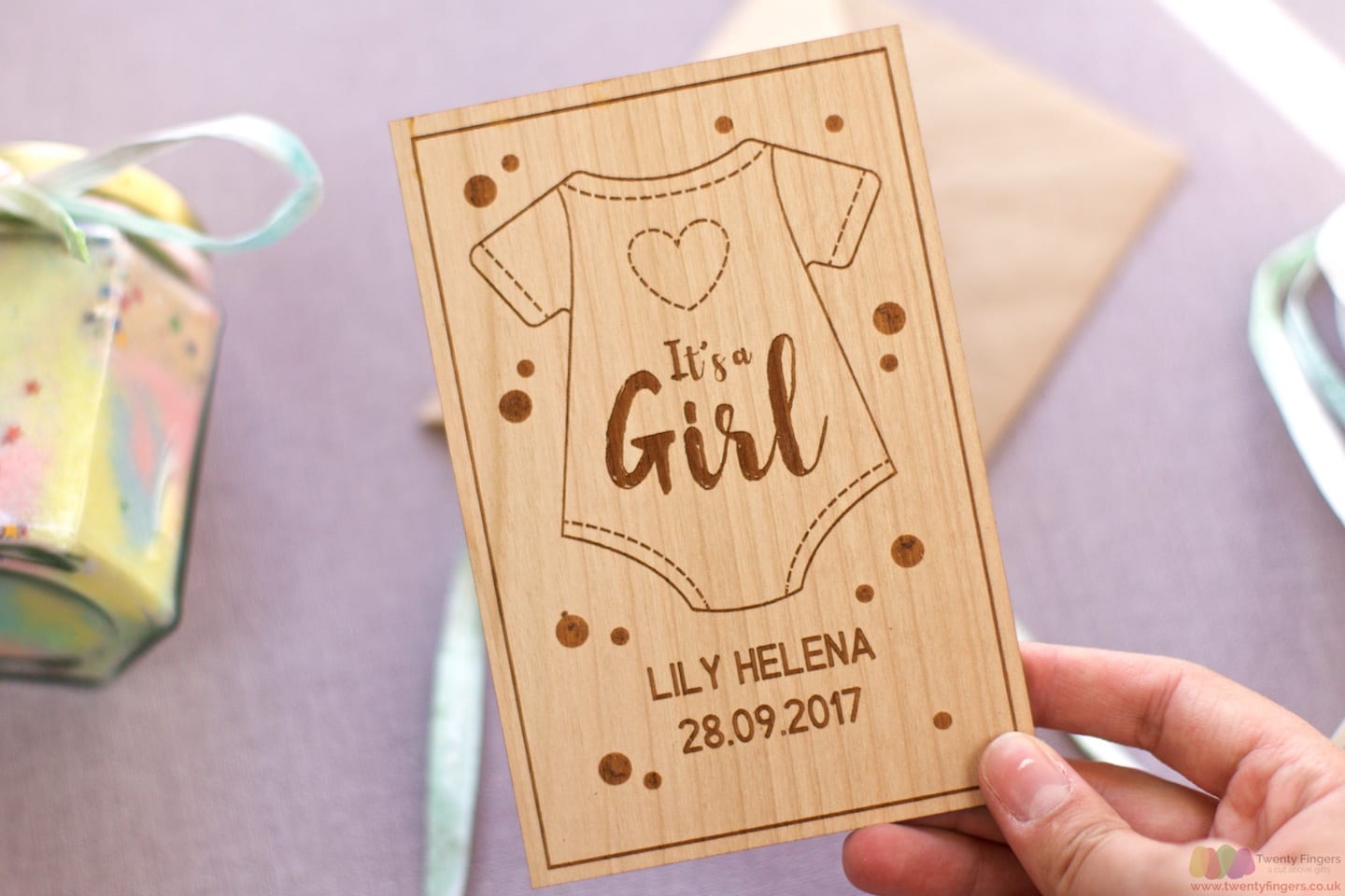 Personalised New Baby Wooden card